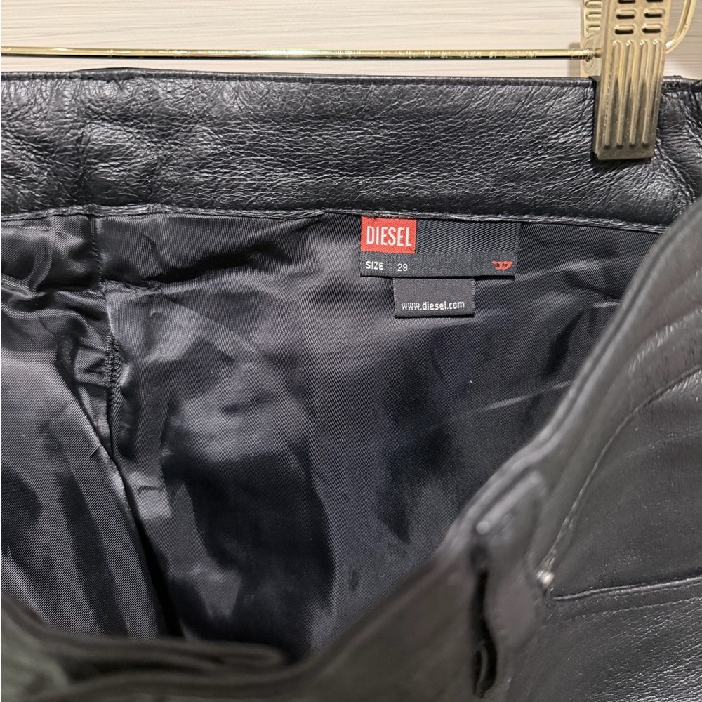 Diesel Men's Sleek Black Vintage Leather Pants size 29 - Picture 2 of 6
